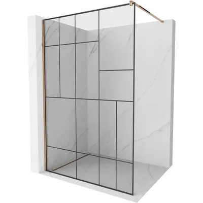 Obrázek produktu pro Mexen Kioto sprchová zástěna 80 x 200 cm, Průhledné/Černý vzor 8 mm, Zlatorůžová - 800-080-101-60-78