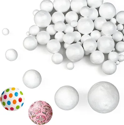 Imagen del producto de Bolas de poliestireno, 80 unidades, diámetro de 4 cm, ligeras, para manualidades