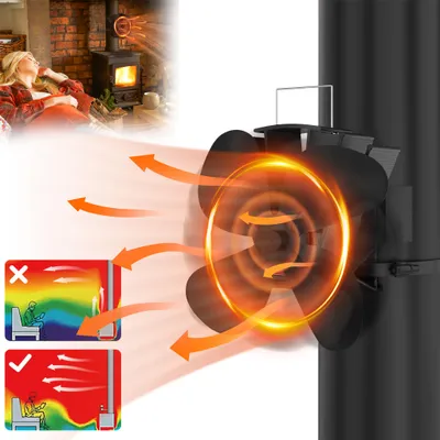 Productafbeelding van XINZI, 4 stuks, hangende ventilator voor kachel, oven of schoorsteen. Stroomloze ventilator voor houtovens. Robuuste ventilator voor schoorstenen zonder stroomaansluiting