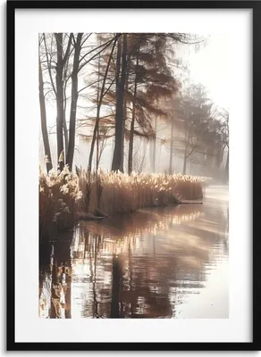 Produktbild von Bild Poster schwarz gerahmt 50x70 Wald Fluss Boho-Dekoration für Schlafzimmer Wohnzimmer
