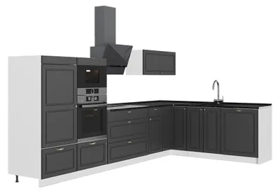 Immagine prodotto di Cucina angolare completa Vicco Fame-Line Oro-antracite rustico/Bianco 347 x 207 cm, PL Antracite, Model 63621