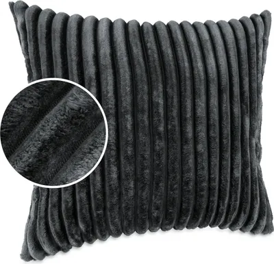 Produktbild von Dekokissen LILLI BIG CORD Velour mit Reißverschluss 40x40cm Einfarbig UNI Grau Sofakissen pflegeleicht