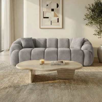 Produktbild von Hanah Home, Hochwertiges 3-Sitzer Sofa, Grau, 233 cm | 100% Polyester | Elterncode
