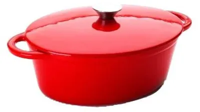 Ovale Cocotte 27x21 cm Gusseisen 3,3 L rot induktionsgeeignet