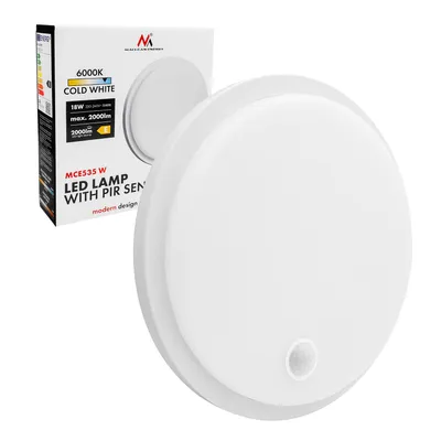 Productafbeelding van Maclean LED-armatuur met bewegingsmelder, PIR-sensor, wit, 10 W/15 W/18 W, IP65, instelbare kleurtemperatuur 3000/4000/6000 K, model MCE535 W