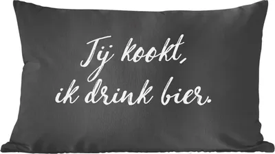 Produktbild von MuchoWow® Zierkissen Sofakissen Wohnzimmer Dekokissen 50x30 cm Du kochst, ich trinke Bier - Bier - Zitate - Sprichwörter - Alkohol - Wohnzimmerdekoration - Polster mit Photo