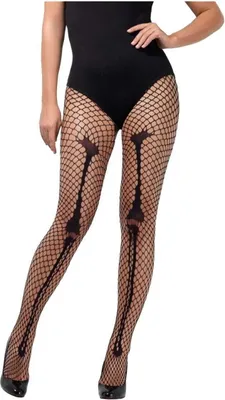 Produktbild von Schwarze Skelett Netzstrumpfhose als Kostümzubehör für Halloween