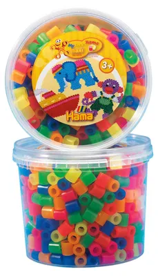 Produktbild von Hama 8572 - Maxi Perlen Dose, ca. 600 Bügelperlen, neon gemischt 28178857264