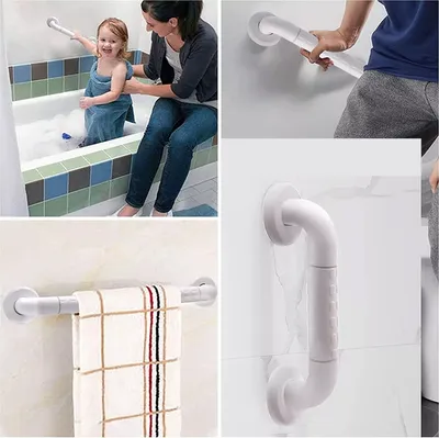 Produktbild von MODFU Haltegriff Rutschfest für Bad & Dusche Wandhaltegriff Weiß aus Edelstahl & Nylon-Sicherheitsgriffe Griffstange Badezimmer/Duschgriffe/Haltestange für Senioren, Länge 40 cm