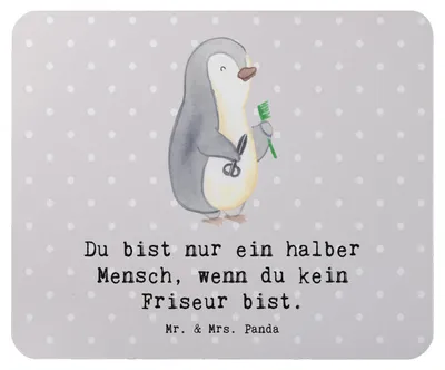Produktbild von Mr. & Mrs. Panda Mouse Pad Friseur Herz - Grau Pastell - Geschenk, Spruch, laptop mauspad, mausteppich, Frisör, Lustig, computer mousepad, Friseursalon