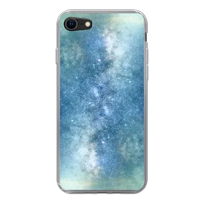 Produktbild von MuchoWow® Handyhülle Schutzhülle Hülle für iPhone SE 2020 Sterne - Himmel - Blau - Jungen - Mädchen - Kinder Silikon Softcase Handy Hülle - Kartenbesitzer
