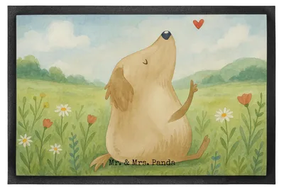 Produktbild von Mr. & Mrs. Panda fußmatte Hund Liebe Design 40 x 60 cm - Weiß - Geschenk, Türmatte, Schmutzmatte, Bodenvorleger, Herz, Sprüche, Hunde, Gummimatte, Schmutzfangmatte
