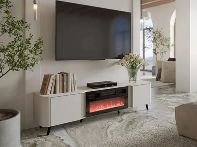 Obrázok produktu pre TV stolík s elektrickým krbom KLEMEK - kašmír