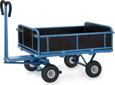 Produktbild von Fetra Handpritschenwagen mit Bordwänden und Polyurethanbereifung, 1140x740mm Ladefläche 450kg Tragkraft