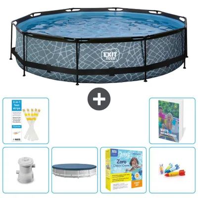 Image de Sortie de piscine "Rund" - Design "Steinoptik" - 360 x 76 cm - 5 pièces - Modèle S231