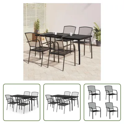 Image de The Living Store Ensemble de jardin 5 pièces Anthracite Acier