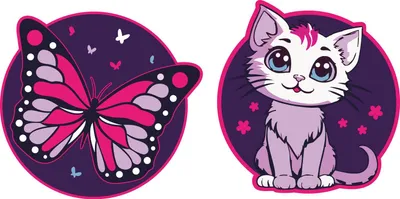 Produktbild von Schneiders Schulranzen-Zubehör Patches Set 2 teilig Butterfly + Kitten mehrfarbig
