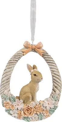 Produktbild von Clayre & Eef Oster-Anhänger Kaninchen 7x2x10 cm Beige Kunststoff
