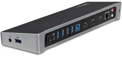 Immagine prodotto di StarTech.com Docking station USB 3.0 a tre monitor - 1x HDMI - 2x DisplayPort - Dock portatile con Hub USB integrata a 5 porte e Gigabit Ethernet