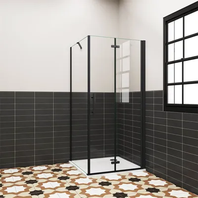 Produktbild von 80x90cm 195cm 6mm Eckeinstieg Duschtür Duschkabine Falttür Scharniertür