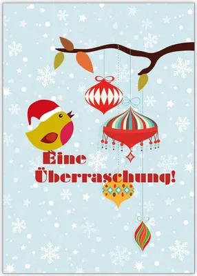 Produktbild von Niedliche Weihnachtskarte mit Vögelchen vor Schneeflocken