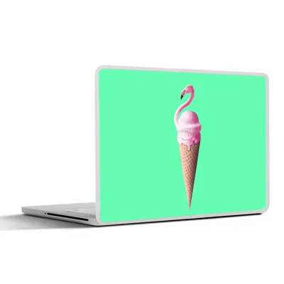 Produktbild von MuchoWow® Laptop Aufkleber Sticker Cover Eistüten - Eiscreme - Flamingo - Rosa - Grün 30x21 cm - Sticker für Laptop - Selbstklebend