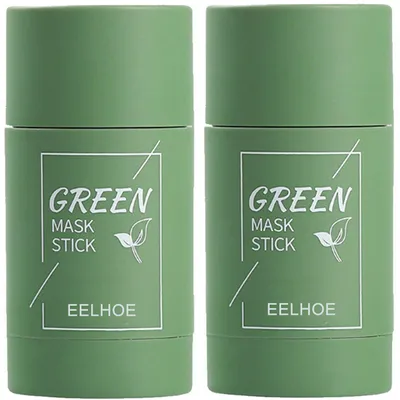 Produktbild von 2 Stück Grüner Tee Purifying Clay Stick Mask Ölkontrolle Gesichtsmaske, Stick Deep Cleansing Anti-Akne-Maske Fine Solid Mask Green Tea, Akne Cleansing Solid Mask