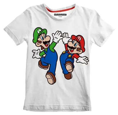 Zdjęcie produktu dla Koszulka z krótkim rękawem dla dzieci Super Mario Mario i Luigi biała - 12-13 lat