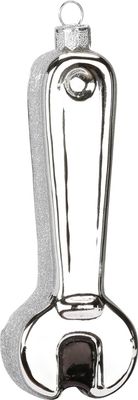 Christbaumschmuck Glas Schraubenschlüssel 13cm silber