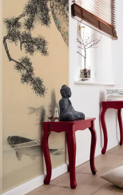 Produktbild von Komar Vlies Fototapete "Koi", beige/schwarz, 100 x 250 cm; V2-762