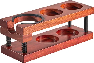 Obrázek produktu pro Stanice na pěchování espressa, dvouvrstvý držák rozdělovacího nástroje, 51 šC 58 mm, univerzální držák sítka, stanice na kávu z přírodního dřeva s adaptivním teleskopickým držákem pružin a protiskluzovými silikonovými nožičkami
