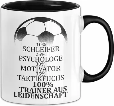 Produktbild von Fußballtrainer Tasse Spruch Trainer Aus Leidenschaft Fußballcoach (Schwarz)