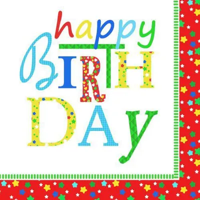 Zdjęcie produktu dla 200 serwetek Papstar, 3-warstwowe, składane na 1/4, 33 cm x 33 cm, Happy Birthday 82597