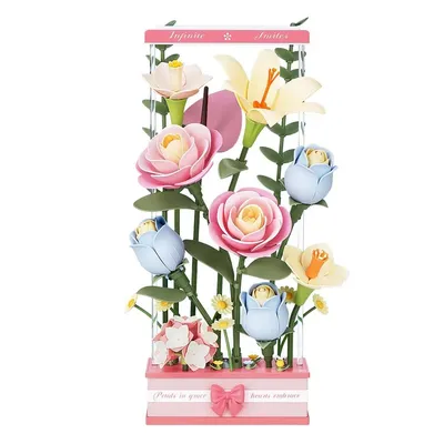 Imagen del producto de ROBOTIME Rokr: Jardín floral en 3D, un rompecabezas con iluminación LED, contiene 263 piezas