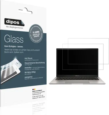 Produktbild von 2x Schutzfolie für Asus ZenBook S 13 OLED UM5302L matt - Anti-Shock 9H Folie dipos Glass Kunststoffglas