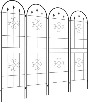 Image de Outsunny Lot de 4 treillis de jardin, support pour plantes grimpantes en acier, 50L x 180H cm, noir