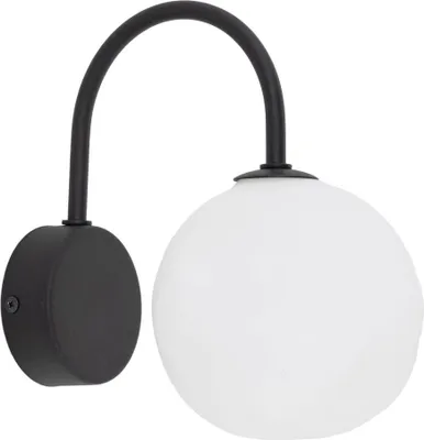 Produktbild von Wandleuchte Metall Glas H: 21 cm Schwarz Weiß G9 Kugelschirm Modern
