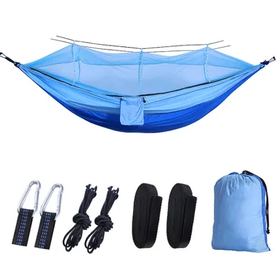 Produktbild von Automatische Schnelloeffnungs-Haengematte mit Moskitonetz Outdoor-Camping Tragbare Haengematte Anti-Rollover-Nylon-Haengematte