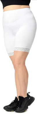 Produktbild von Merry Style Große Größen Damen Kurze Leggings mit Spitze aus Viskose MS10-453 (Weiß, 4XL)