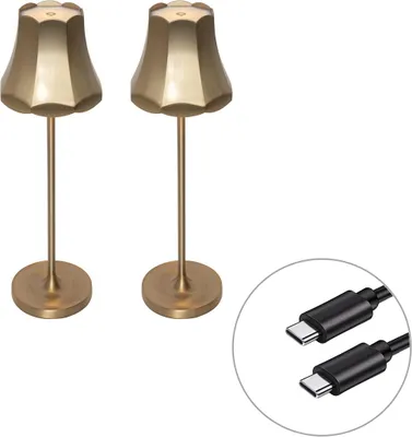 Produktbild von Set mit 2 Retro Tischleuchten RoséGold wiederaufladbar IP44 Granny