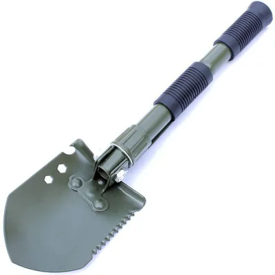 Immagine prodotto di Pala da campeggio, doppio manico, compatta, portatile, verde, multifunzionale, per escursioni, guida, caccia