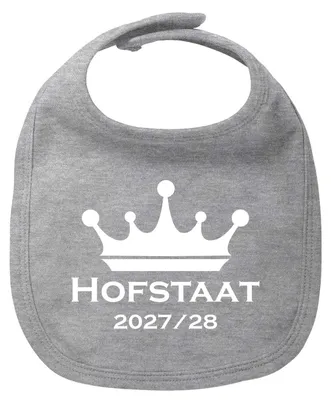 Produktbild von Huuraa Baby Lätzchen Hofstaat 2027/28 Krone Schützenfest Heather Grey Klettverschluss  Baumwolle Latz Geschenkidee