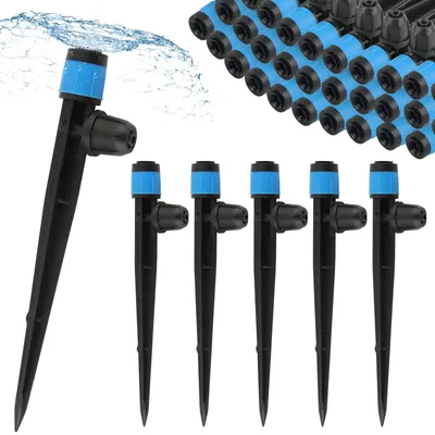 50 Tropfbewässerungstropfer 1/4", 4/7 mm, 360° verstellbar, blau