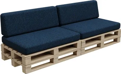 Image de Coussin pour palettes, Coussin pour palettes, Coussin de jardin, PFBG (2X Set (120x80 + 120x35), Bleu foncé)