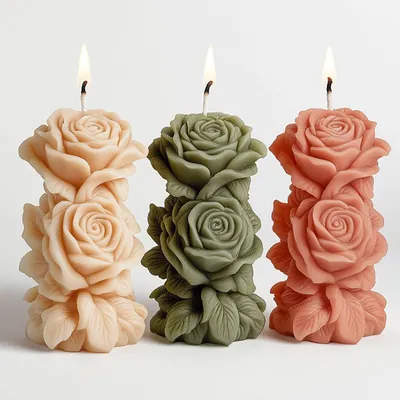 Produktbild von Silikonformen 3D Rose Zylindrisch Blumen für Kerzen Seife Wachs Gips DIY Gießformen