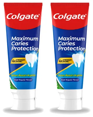 Imagen del producto de 2 tubos de pasta dental Colgate Caries Protection con calcio, 75 ml - Paquete económico - 2 unidades