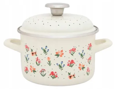 Produktbild von Metalac Flowers Emaillierter Topf mit Deckel 2L 16cm