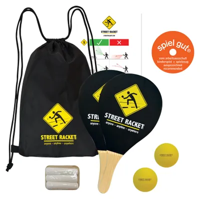 Image de SCHILDKRÖT Street Racket Set comprend 2 raquettes en bois laqué noir