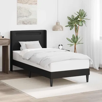 Produktbild von Maison Exclusive - Bettrahmen mit LED-Lichtleisten Schwarz 90 x 190 cm Kunstleder