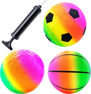 Productafbeelding van Famanu opblaasbare regenboogballen - 3 zachte ballen inclusief pomp